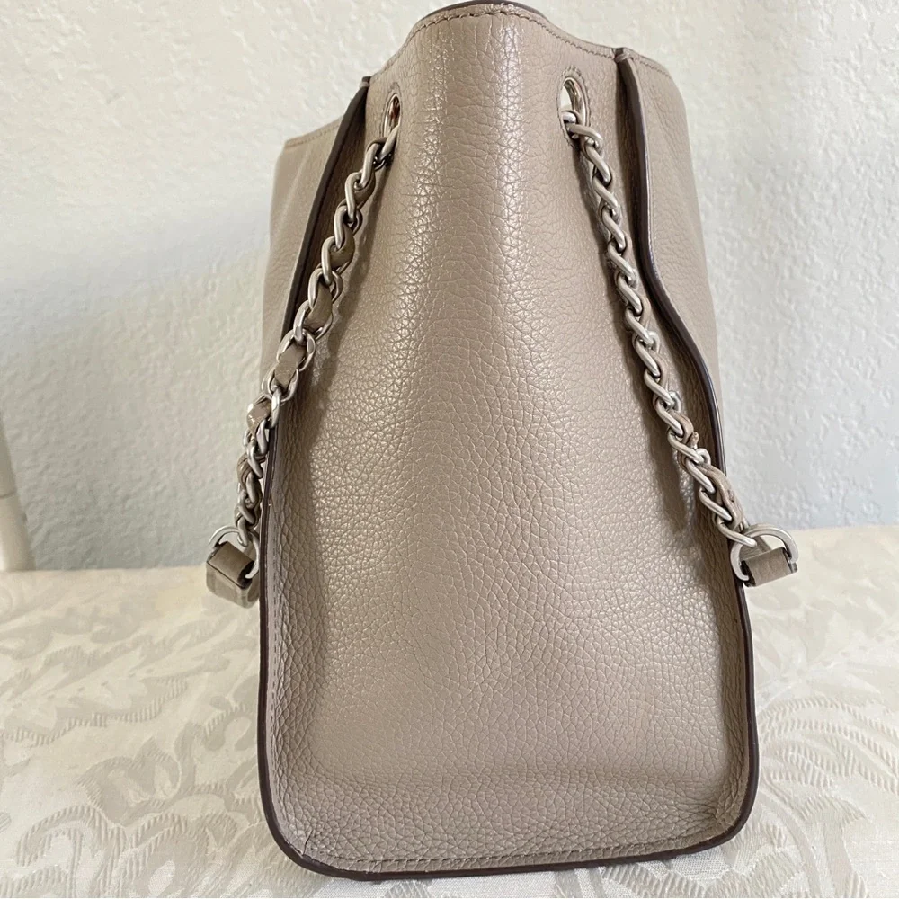 Tory Burch gray leather Britten Tote